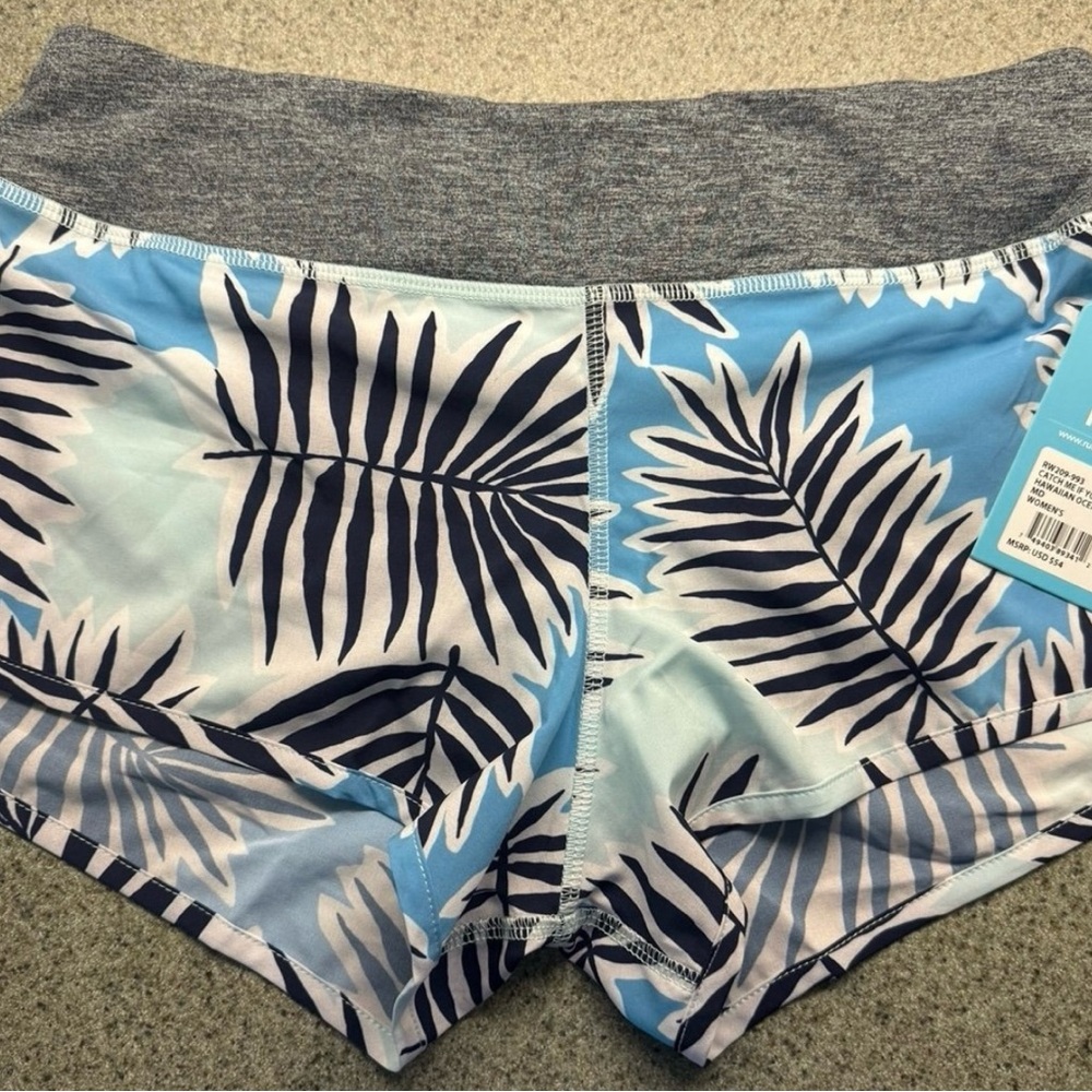 Tropical Leaf Print Athletic Shorts
